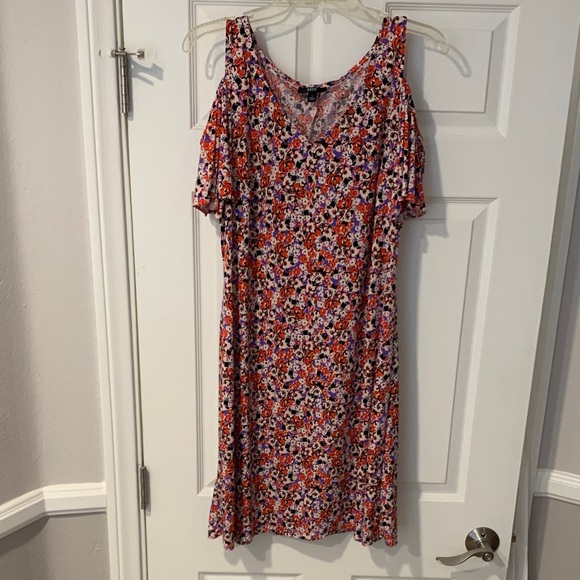Floral Cold Shoulder Dress - Multicolor - Picture 1 of 3